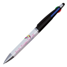 Quad 4 Colour in 1 Ballpoint Pen with Stylus - White - Black