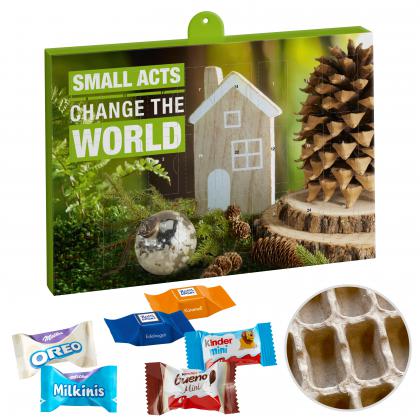 Premium Gift Advent Calendar Eco with Ritter Sport Choco Cubes, Milka Favourites Mix, Kinder Chocolate Mini & Kinder bueno Mini Mix
