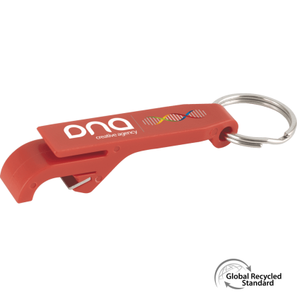 Keyring Bottle Opener GRS Recycled - Red