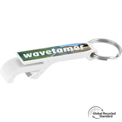 Keyring Bottle Opener GRS Recycled - White