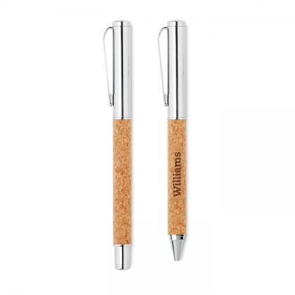 Quercus - Metal Ball Pen Set In Cork Quercus - Metal Ball Pen Set In Cork