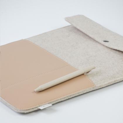 Recycled Felt & Apple Leather Laptop Sleeve Plus 16"