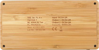 Bamboo solar power bank. (8000 mAh)