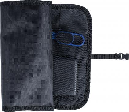 Roll-up bag for chargers and cables.
