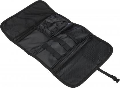 Roll-up bag for chargers and cables.