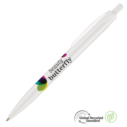 Supersaver Click GRS Recycled Plastic Ballpen - White