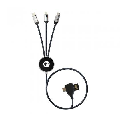 C24 Bamboo 3 in 2 multi charging cable with TYPE C and rPET Charging Lead