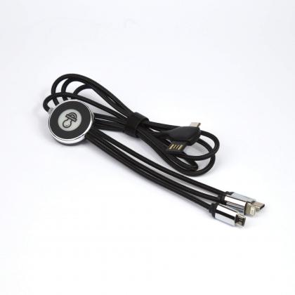 C24 Bamboo 3 in 2 multi charging cable with TYPE C and rPET Charging Lead