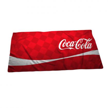 Beach Towel Promotional Double Faced Polyester Top & Cotton Back Single Sided Print 50cm x 100cm