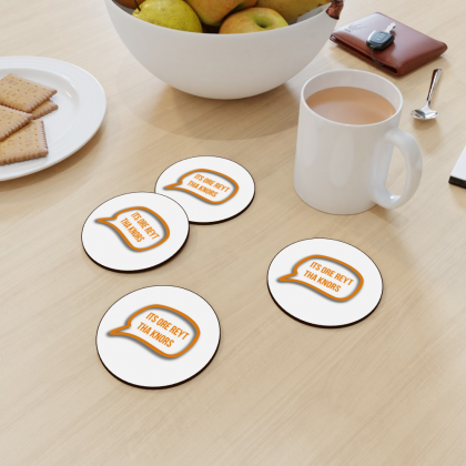 Coaster - Round- Wooden Hardboard - 4 pack - 9cm x 9cm