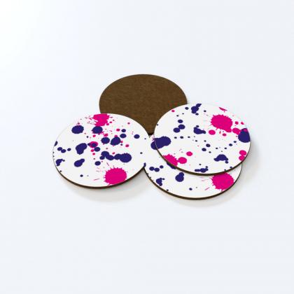 Coaster - Round- Wooden Hardboard - 4 pack - 9cm x 9cm