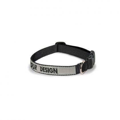 Pet Collar - Polyester Printed Panel - Black - Medium - 40-60x2.5cm