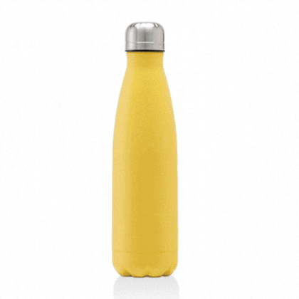 Oasis recycled yellow powder coated stainless steel, thermal insulated bottle - 500ml