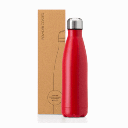 Oasis red powder coated recycled stainless steel, thermal insulated bottle - 500ml