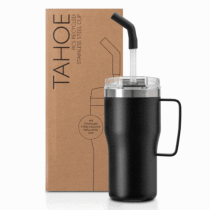 Tahoe recycled cup with handle and straw - 590ml