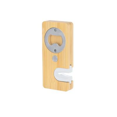 Bamboo bottle opener with knife sharpener