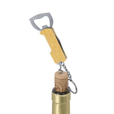 Bamboo waiter's knife, bottle opener, keyring