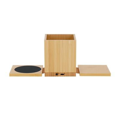 Bamboo wireless charger 15W, pen holder, cup warmer