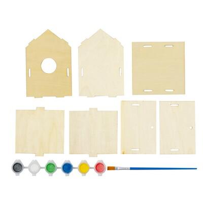 Birdhouse for painting, 6 paints and brush