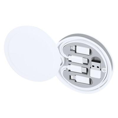 Charging and synchronization cable, 3 adapters included, case with carabiner clip