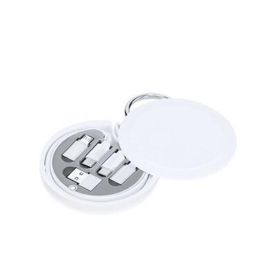 Charging and synchronization cable, 3 adapters included, case with carabiner clip