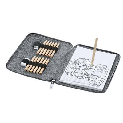 Felt RPET colouring set, colouring pencils, pencil sharpener, eraser