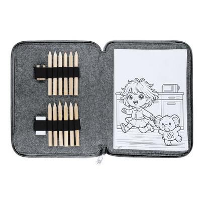 Felt RPET colouring set, colouring pencils, pencil sharpener, eraser