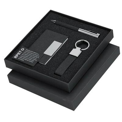 Gift set, keyring, credit card holder, ball pen, gift box