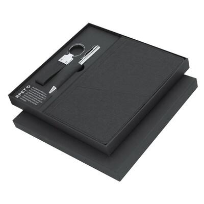Gift set, keyring, notebook approx. A5, ball pen, gift box