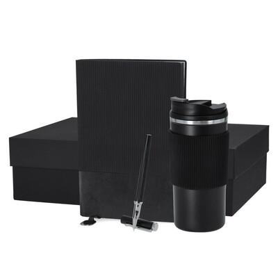 Gift set, thermo mug 470 ml, notebook A5, roller ball pen, gift box