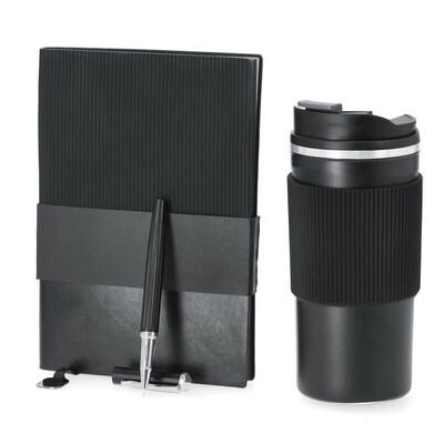 Gift set, thermo mug 470 ml, notebook A5, roller ball pen, gift box