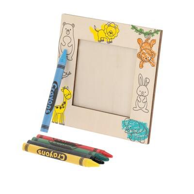 Photo frame for colouring, crayons