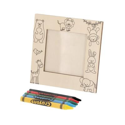 Photo frame for colouring, crayons