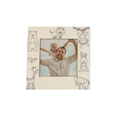 Photo frame for colouring, crayons