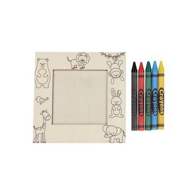 Photo frame for colouring, crayons