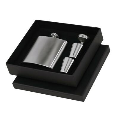 Recycled stainless steel hip flask 175 ml, 2 cups, funnel