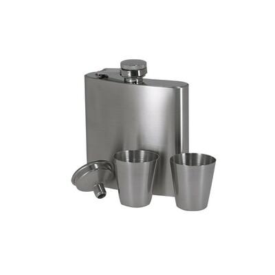 Recycled stainless steel hip flask 175 ml, 2 cups, funnel