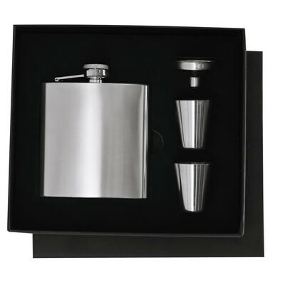 Recycled stainless steel hip flask 175 ml, 2 cups, funnel