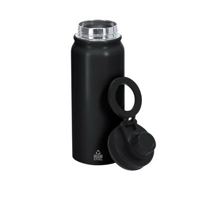Recycled stainless steel thermo bottle 600 ml, magnetic rotating phone stand