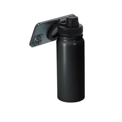 Recycled stainless steel thermo bottle 600 ml, magnetic rotating phone stand