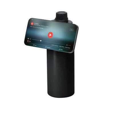 Recycled stainless steel thermo bottle 600 ml, magnetic rotating phone stand