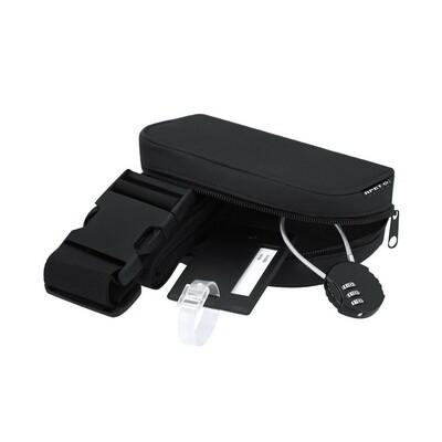 Travel set, luggage tag, luggage strap, padlock, RPET pouch