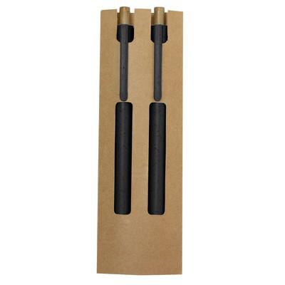 Wheat straw writing set, ball pen and "infinity" pencil