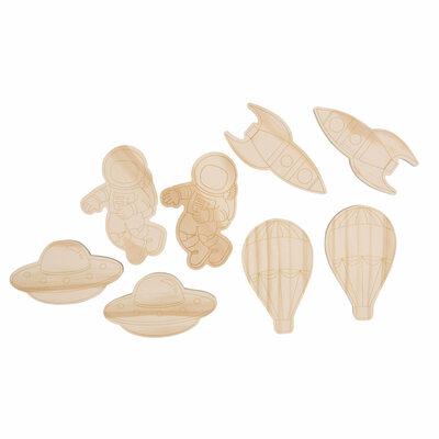 Wooden blocks set for painting, paints and 2 brushes | Priya