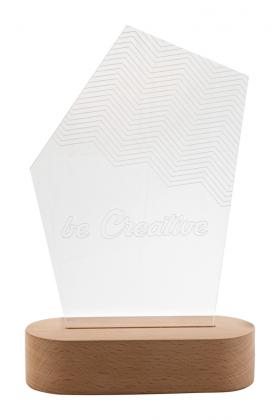 Woodify LED light trophy, pentagon