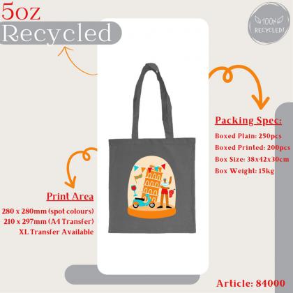 5oz Recycled Grey Cotton Shopper