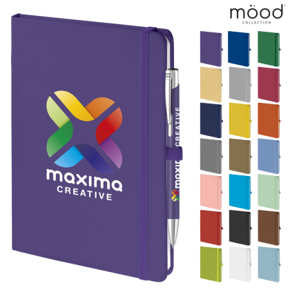 Mood Duo A5 FSC Soft Feel Notebook with Ballpoint Pen - Purple
