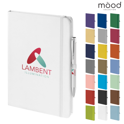 Mood Duo A5 FSC Soft Feel Notebook with Ballpoint Pen - White