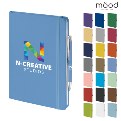 Mood Duo A5 FSC Soft Feel Notebook with Ballpoint Pen - Blue