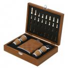 Gift set, hip flask 175 ml, cups 30 ml, chess